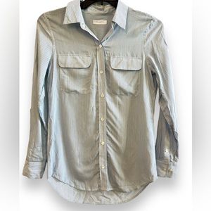 Equipment Femme Top Long Sleeve Blue Striped  Luxe Shirt Womens S NWOT SAMPLE